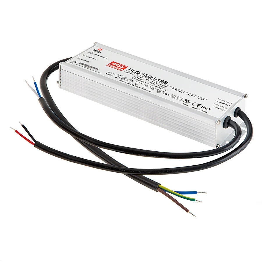 150W 12V, 1-10V himmennettävä, HLG-150H-12B LED-muuntaja, Mean Well - Image 2