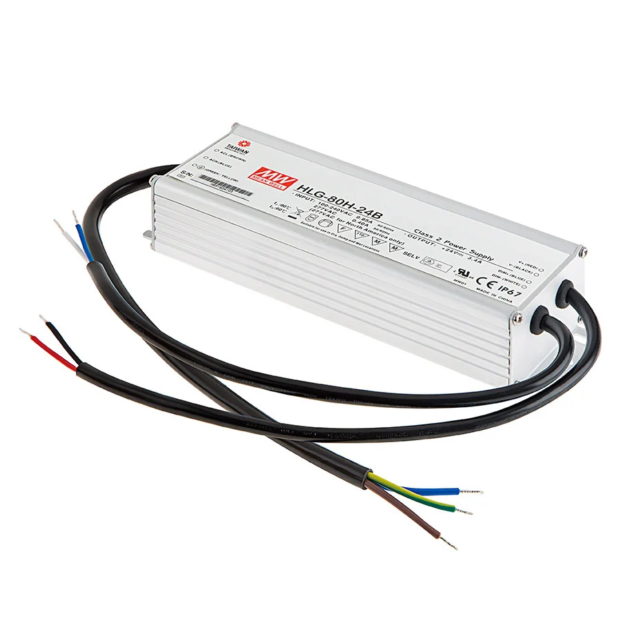 80W 24V, 1-10V himmennettävä, HLG-80H-24B LED-virtalähde, Mean Well - Image 2