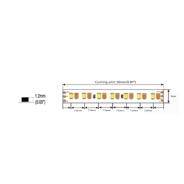 5mm kapea 9,3W/m 24V LED-nauha 5m, CCT värilämpötilasäädettävä 2700-6000K 280led/m - Image 4