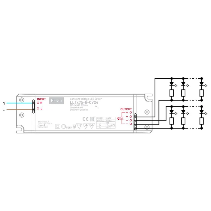 75W 24V LED-muuntaja HELVAR vakiojännite IP20 - Image 3