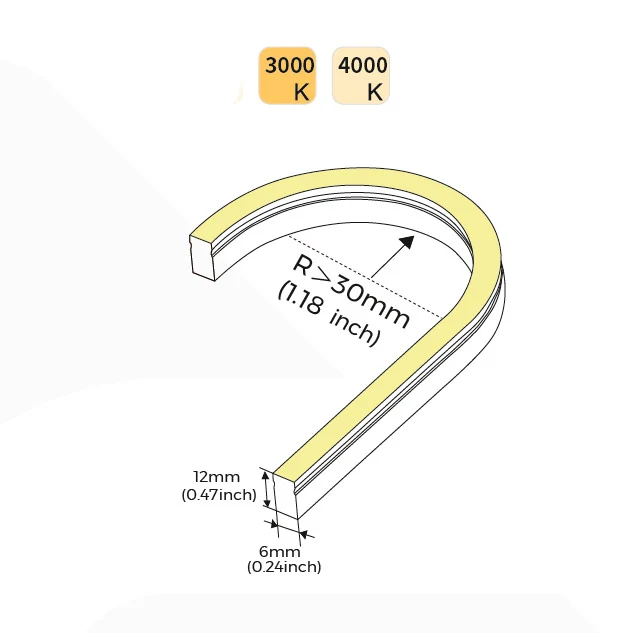 30m erikoispitkä NEON STRIP 0612 - 5,3W/m 48V LED-valonauha SIDE BEND - 190lm/m, kosteussuojattu IP67 - Image 6