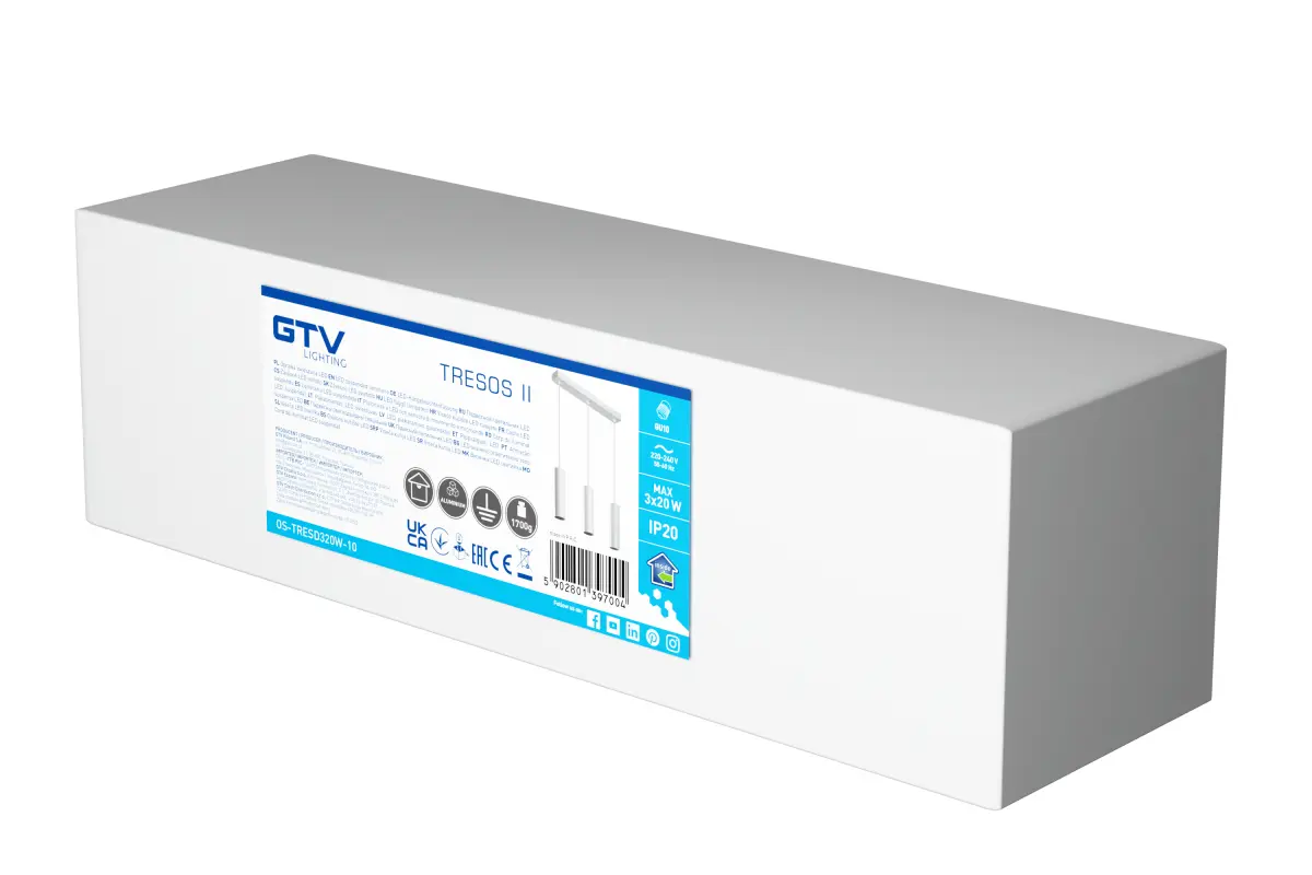 TRESOS 2 LED-riippuvalaisin valkoinen 3 x GU10 - Image 6