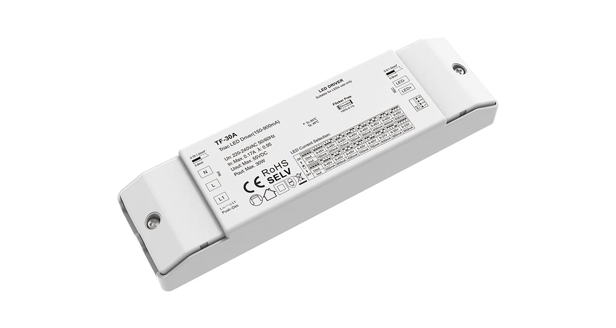 30W TRIAC-himmennettävä vakiovirtateholähde 150mA-900mA 9-45V (+PUSH DIM) - Image 2